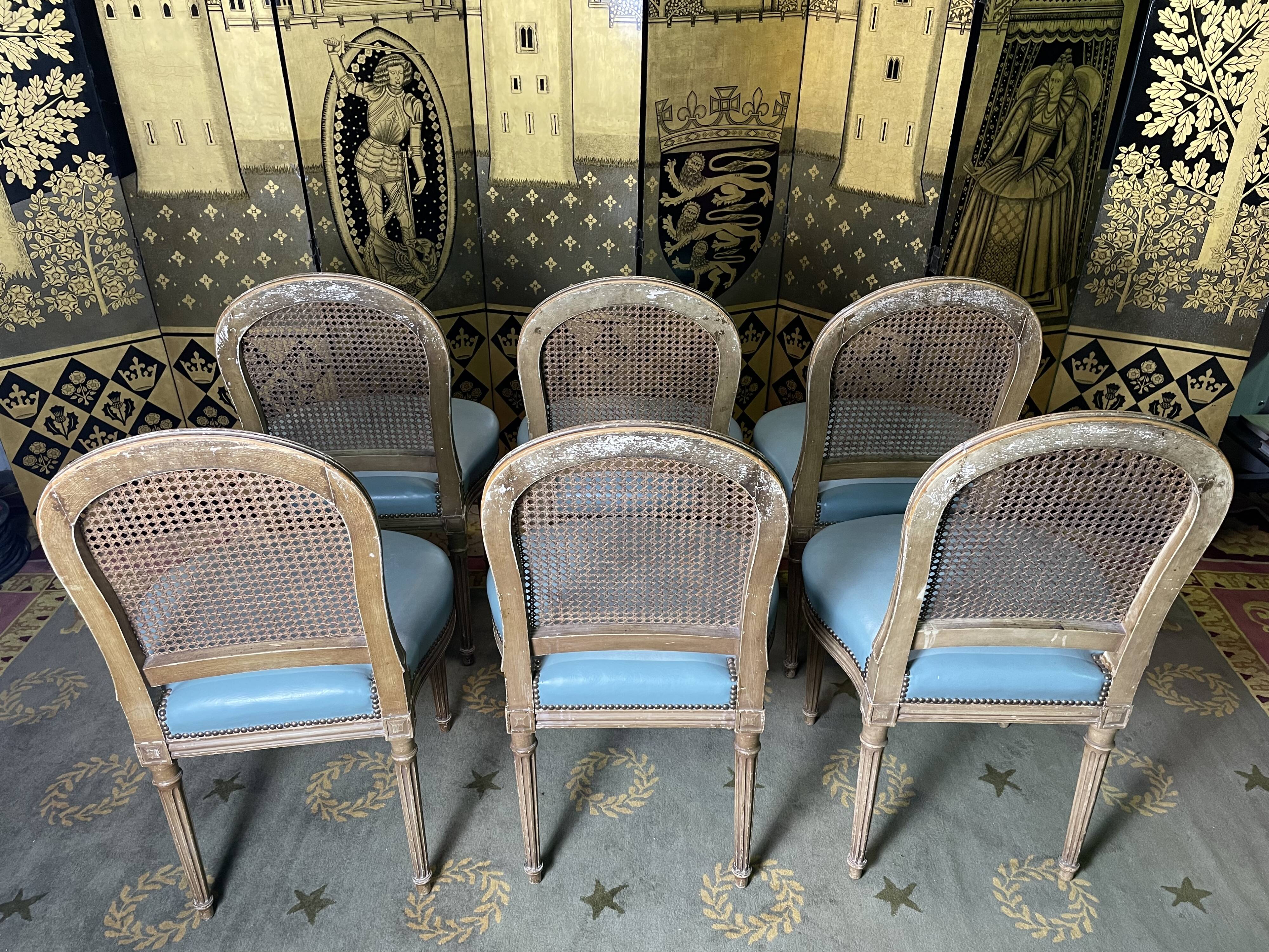 Suite of 6 Louis XVI style chairs signed Gouffé Paris