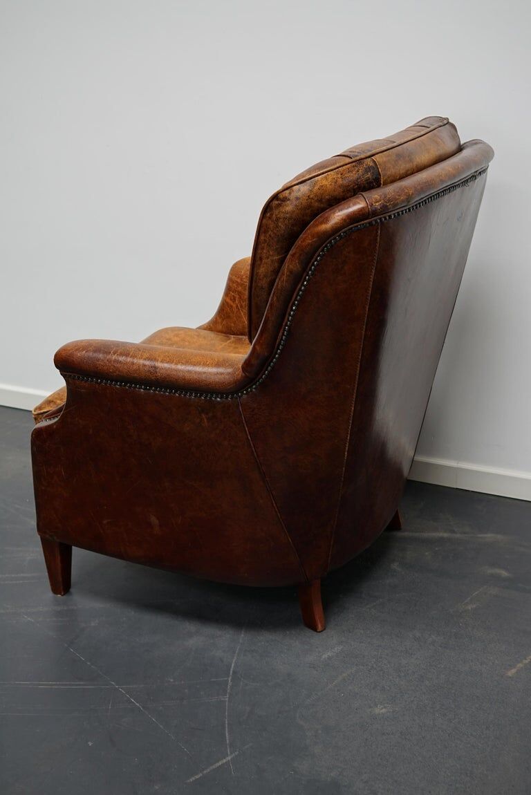 Fauteuil club vintage hollandais en cuir