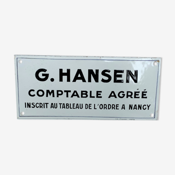 Hansen g accountant nancy metz plate emaillee 1930