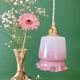 Suspension globe vintage en opaline blanche et rose