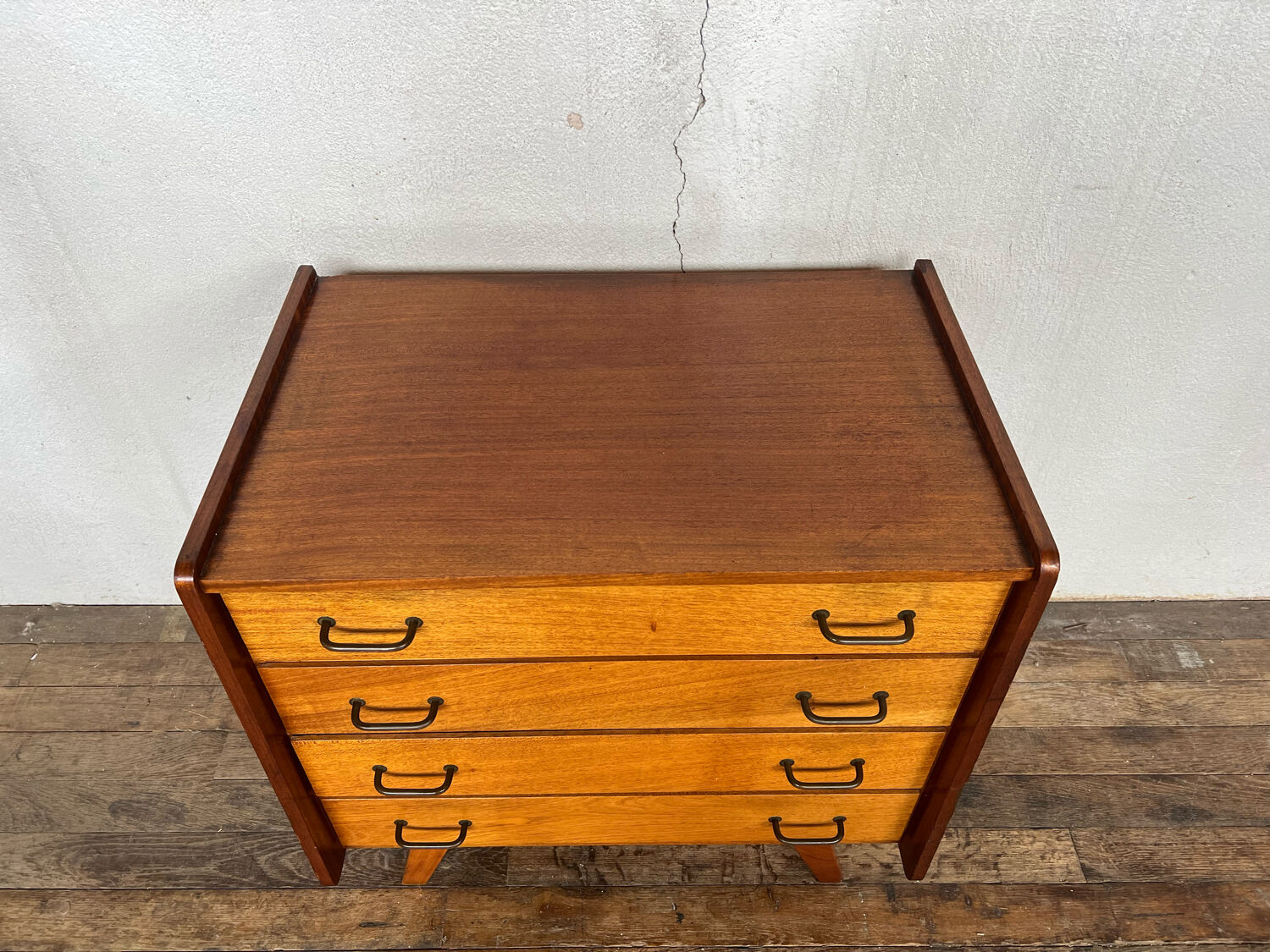 Vintage compass feet chest of drawers 1950 1960