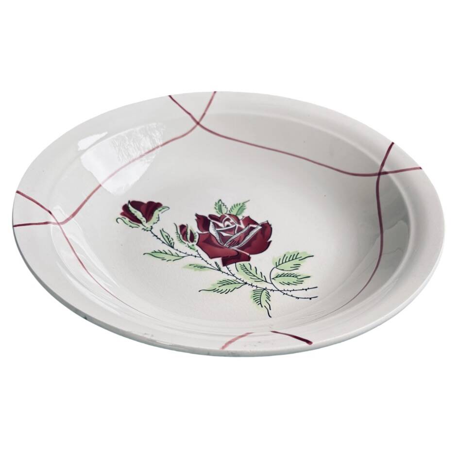 Round shallow dish Ceranord Saint-Amand - Dominique model - 1950