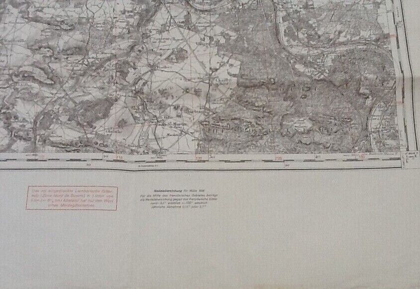 Melun (Seine-et-Marne) Red German Geographical Map : Northern War Zone