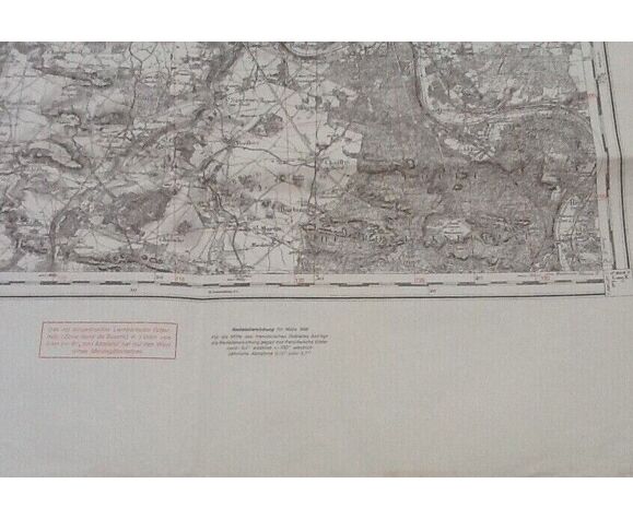 Carte géographique allemande rouge zone nord de guerre  melun seine-et-marne