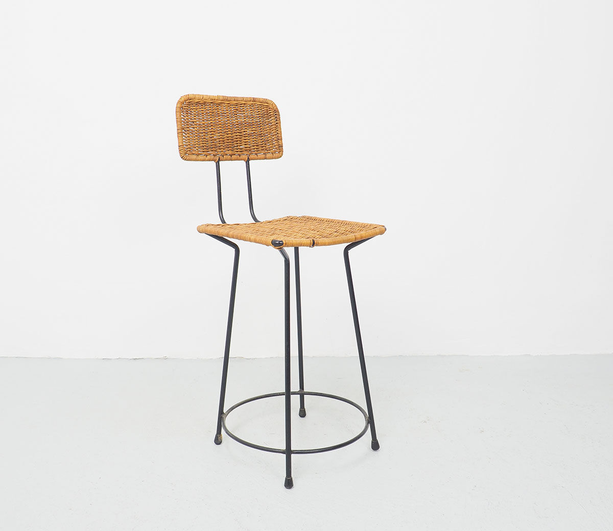 Rattan bar stool by Gian Franco Legler, 1950s