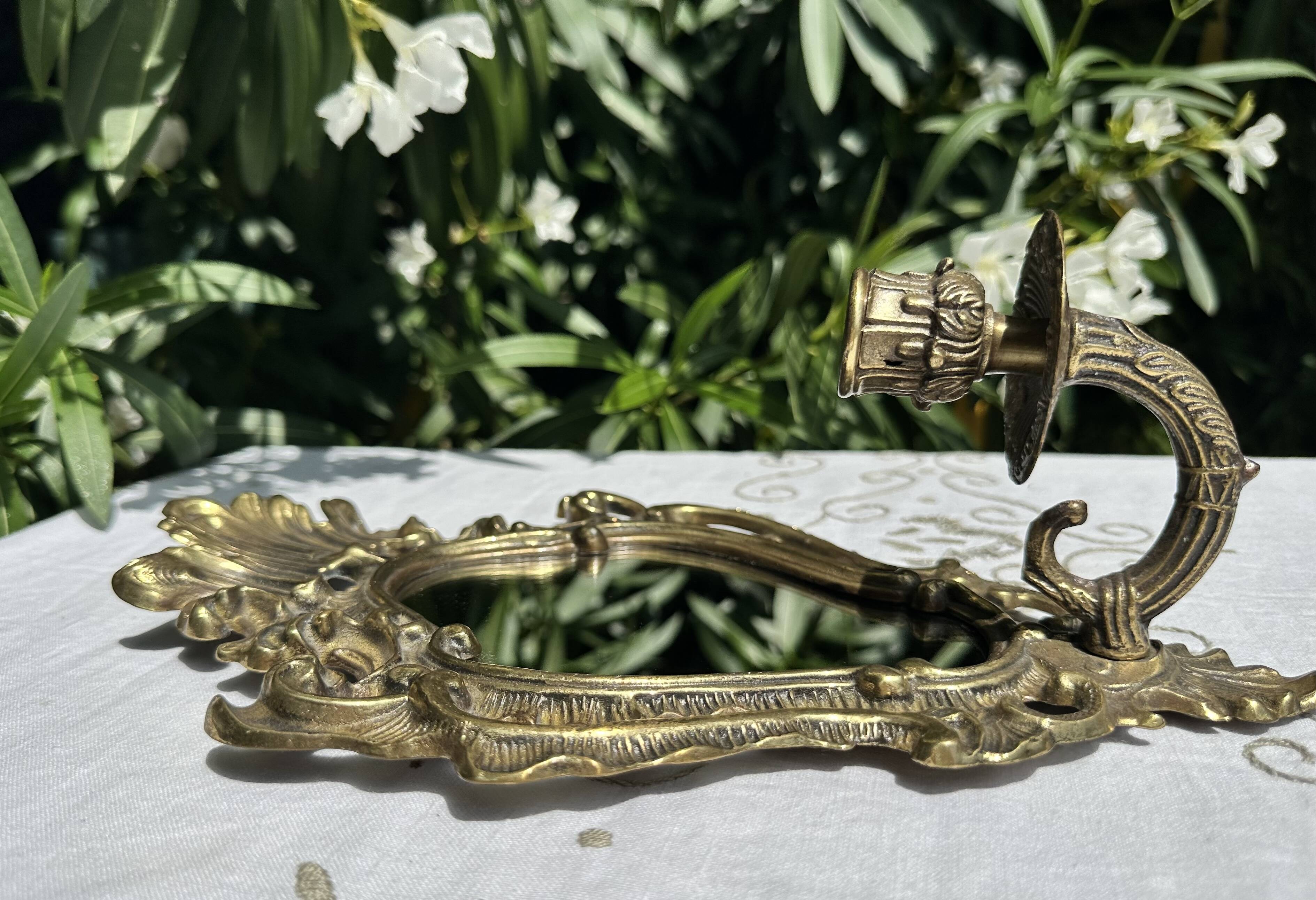 Magnificent Vintage Brass Mirror Candlestick - Baroque - Home Decor