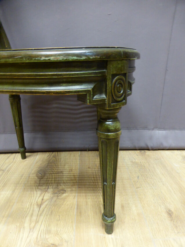 Set of 10 chairs in painted beech and Louis XVI style caning