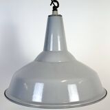 Large Industrial British Grey Enamel Pendant Lamp from Benjamin, 1960s