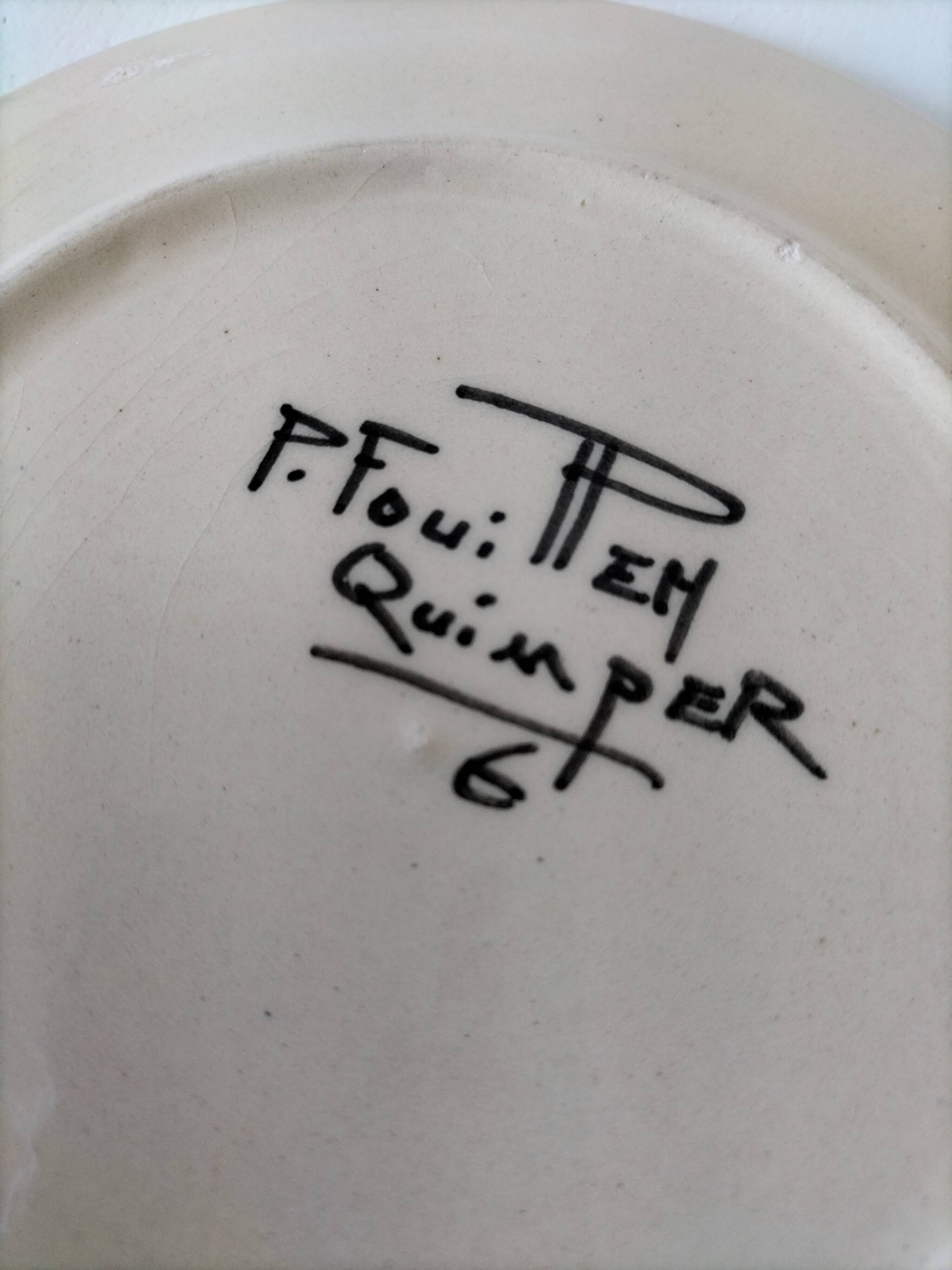 Cup and saucer Paul Fouillen – Quimper – 1950s