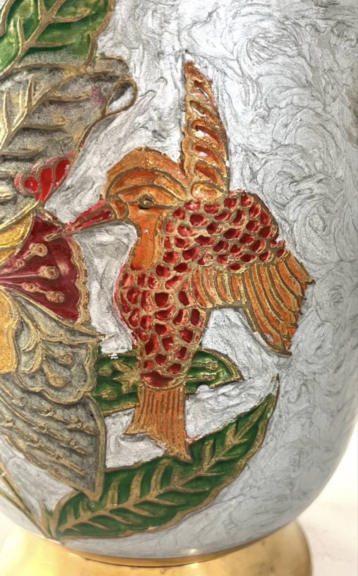 French cloisonne bucket enamelled colored over brass champagne cooler