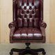 Fauteuil de bureau Chesterfield Wingback en cuir vintage