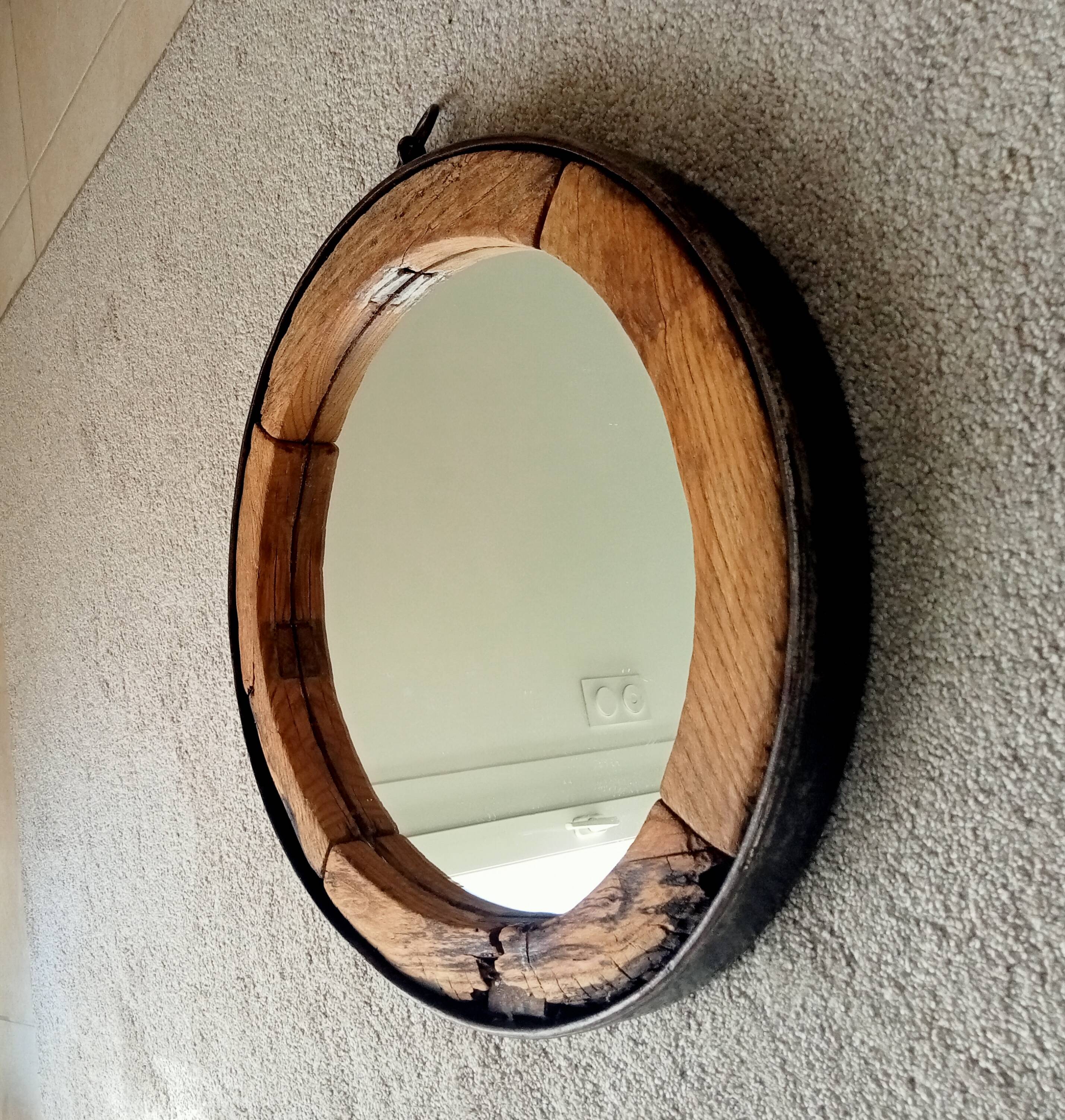 Miroir ancien brutaliste en fer forgé DLG Jean Touret