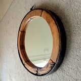 Miroir ancien brutaliste en fer forgé DLG Jean Touret