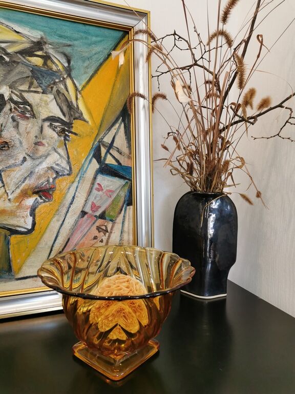 Glass cut style art deco yellow