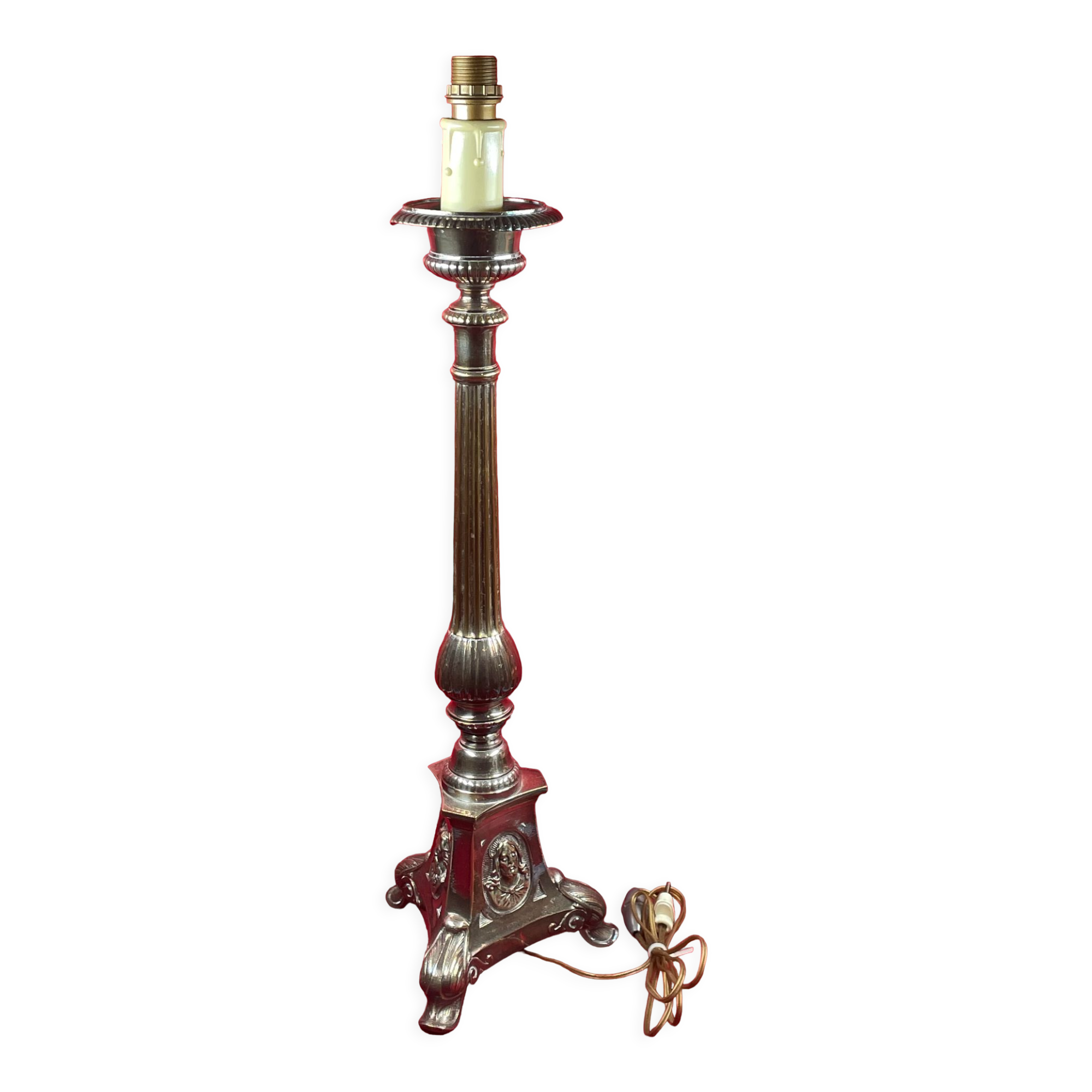 Lamp foot column regulates silver tripod foot