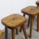 Set of 4 brutalist stools, handcrafted, 1960, flower.