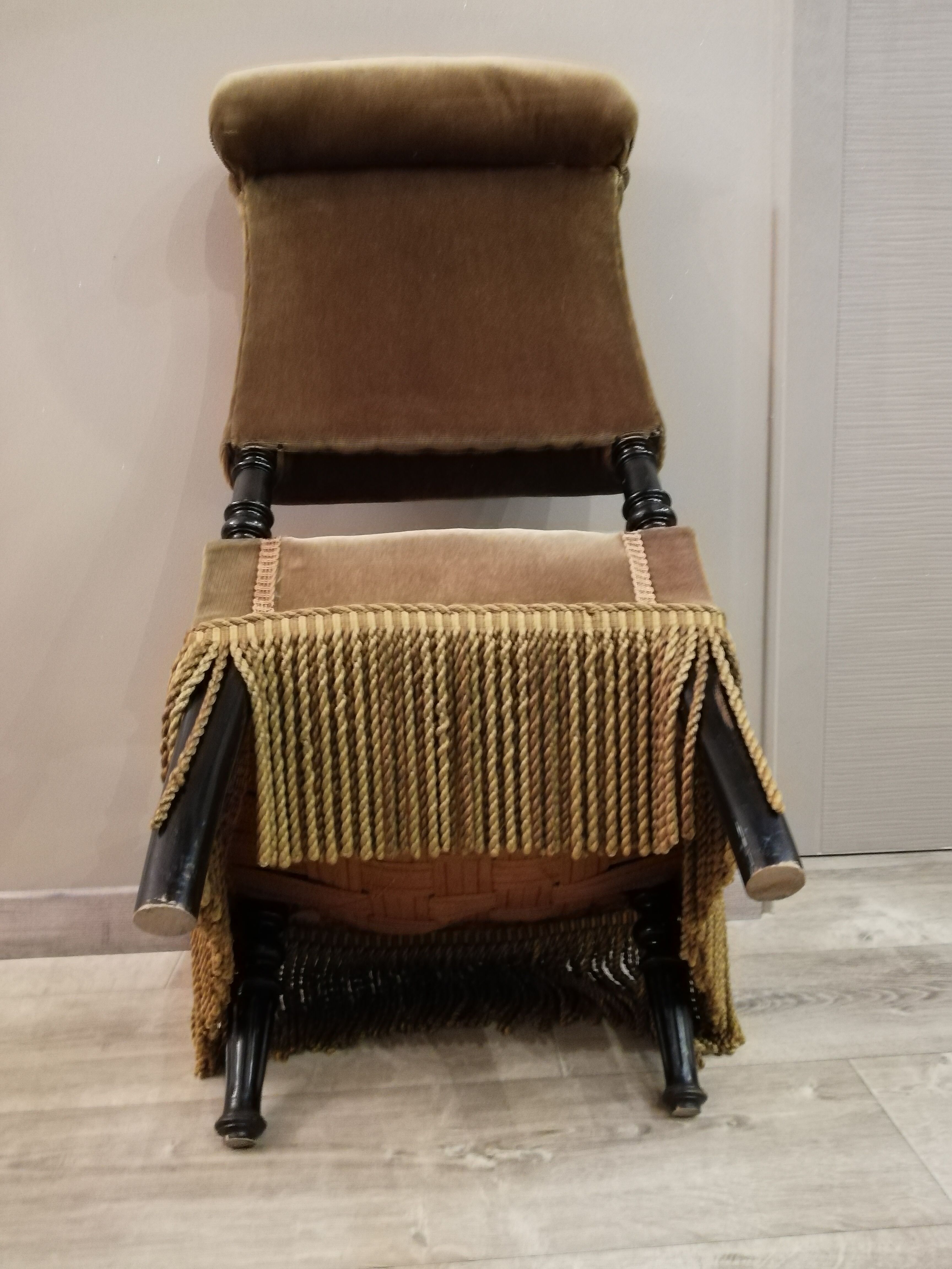 Armchair Toad velvet fringed style Napoleon III