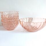 Set of 6 bowls and a salad bowl in Arcoroc Rosaline Vintage glass