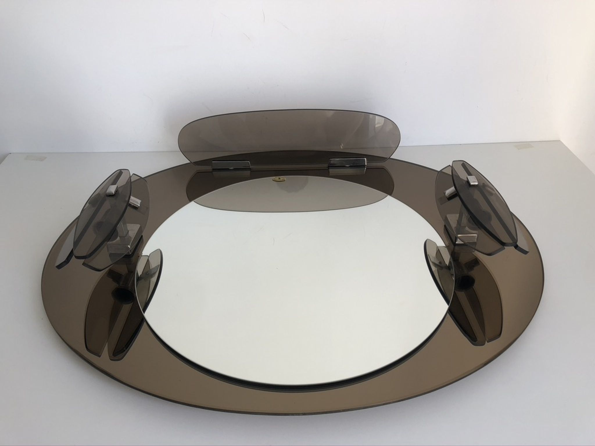 Lupi Crystal Luxor Mirror with 2 integrated wall lights and shelf