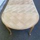 Louis XV extendable round table in solid raw oak 210cm and X marquetry