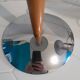 Pair of vintage 1980s wood and chrome ocean liner lamps