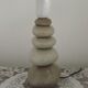 Large vintage table lamp from the 1990s in brown and beige ceramic with a lampshade.