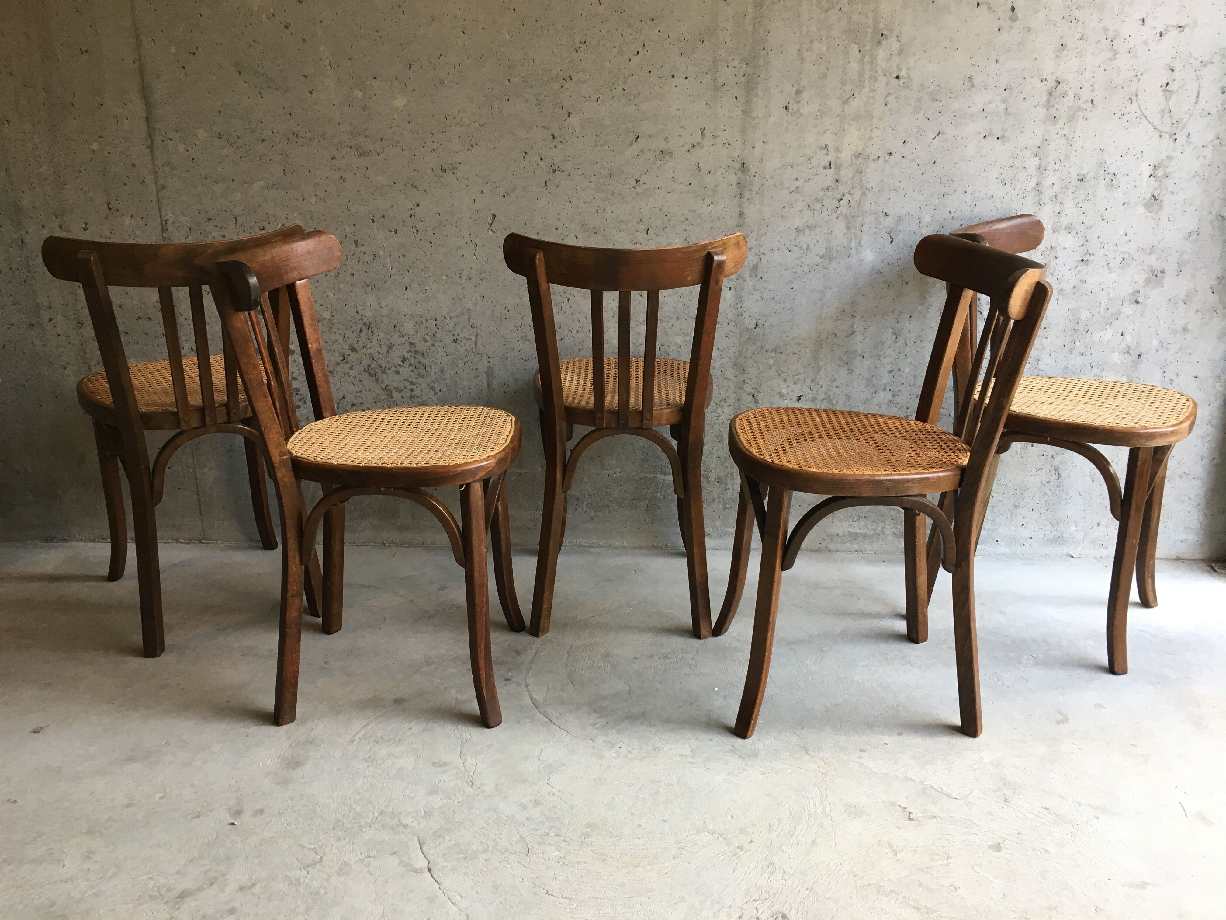 Set of 5 canned Baumann chairs