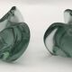 Pair of vintage blue/green tinted glass candlesticks from the 70s