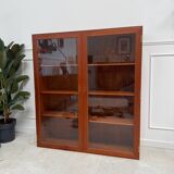 Teak glass bookcase