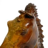 Decorative heavy lifelike 1960's horse head sculpture in brown soapstone