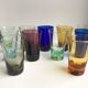Set of 11 colored glass shot glasses 70s