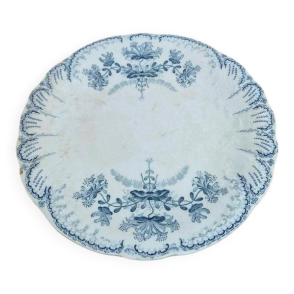 Compotier ancien en terre de fer Saint-amand & Hamage – modèle Régence bleu
