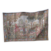 Vintage tapestry in Aubusson style. Hunting return.