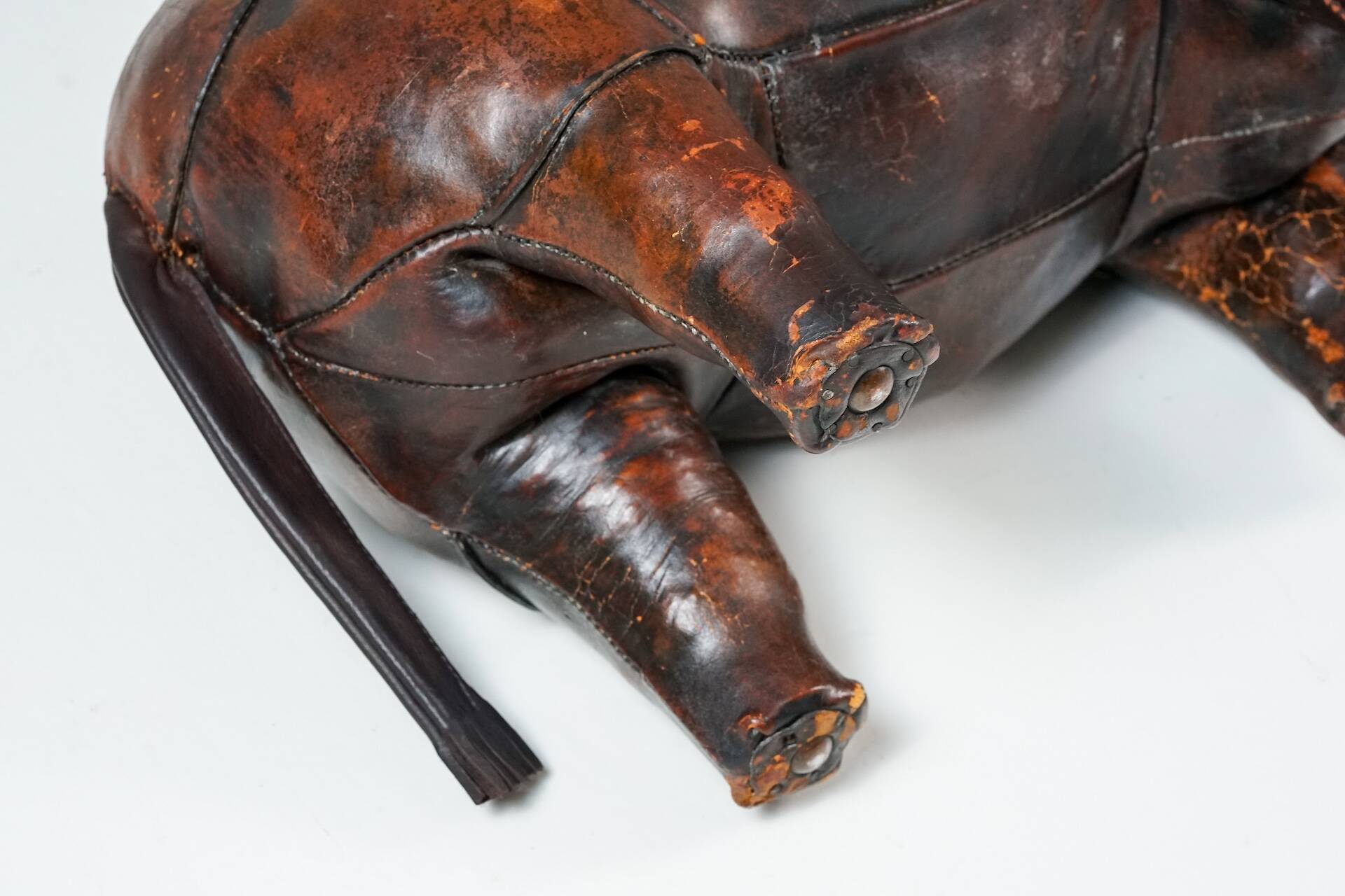 Rhinoceros Leather Footstool by Dimitri Omersa