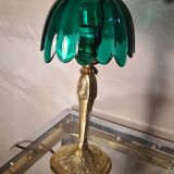 Chiseled golden bronze lamp, art nouveau, art deco with pretty tulip original 33x15 electricity ok