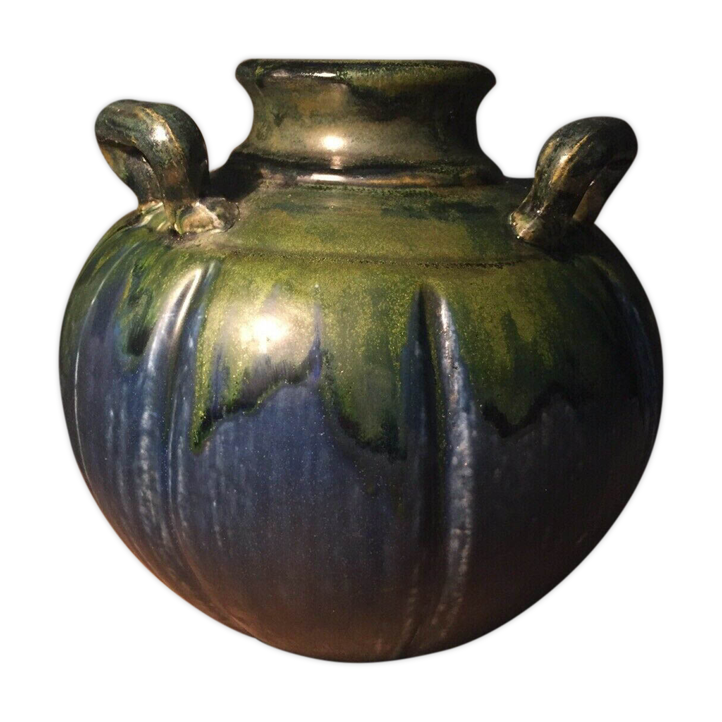 Flamed sandstone vase 3 handles