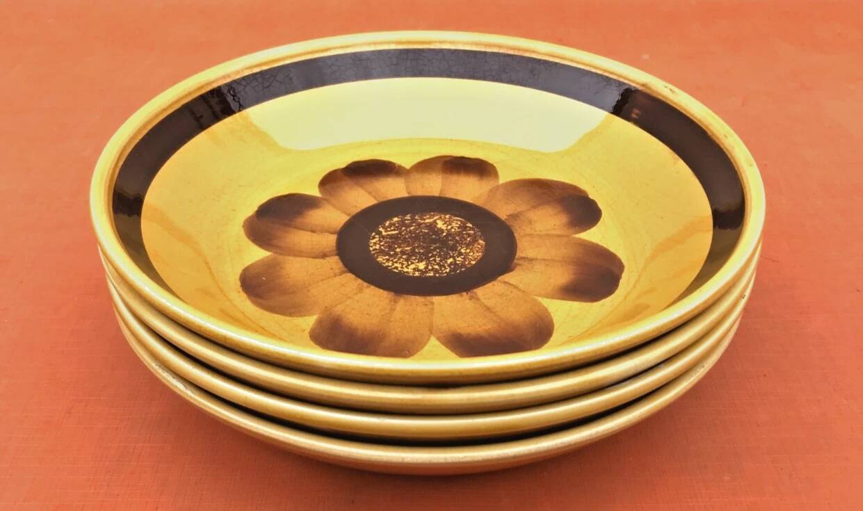 1920s 4 Deep Plates Earthenware from Sarreguemines and Digoin France