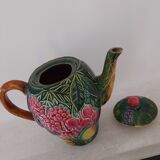 Majolica water pitcher in slipware signed Salin les Bains