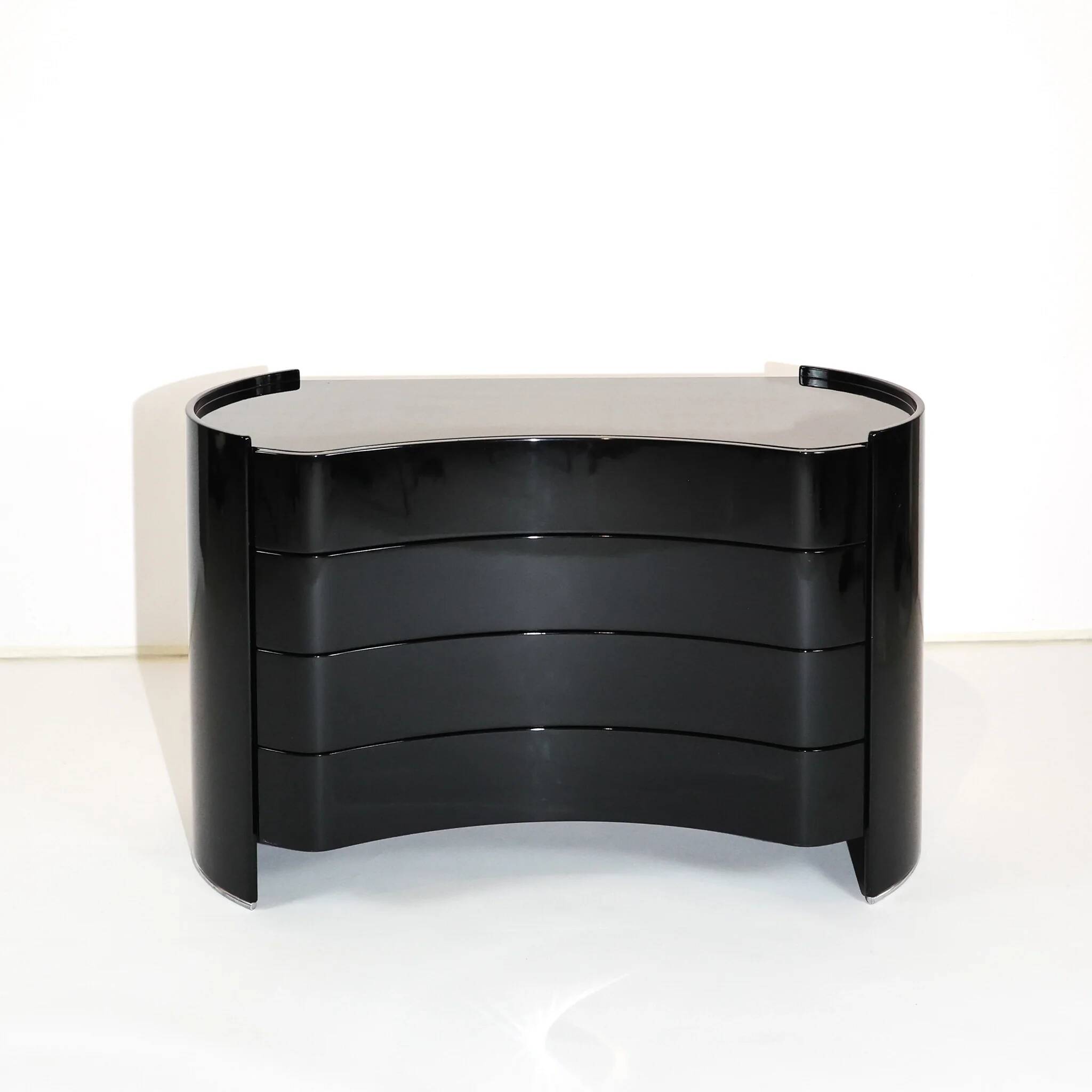Curved black vintage commode "Aiace" by Benatti, Italy, 1970s