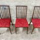 Set of 6 vintage wooden chairs – Psychedelic red fabric