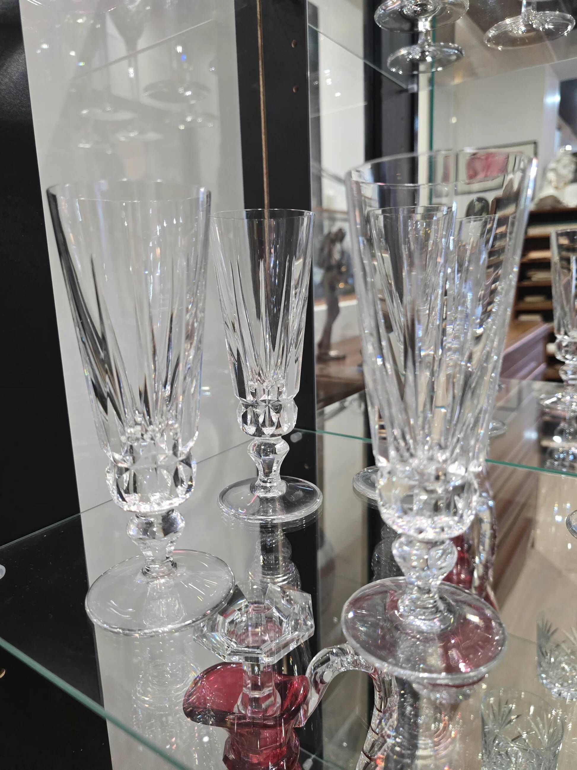 12 Saint-Louis Guernesey model champagne flutes in cut crystal