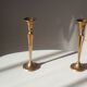Pair of Scandinavian candlesticks solid brass vintage 60/70s