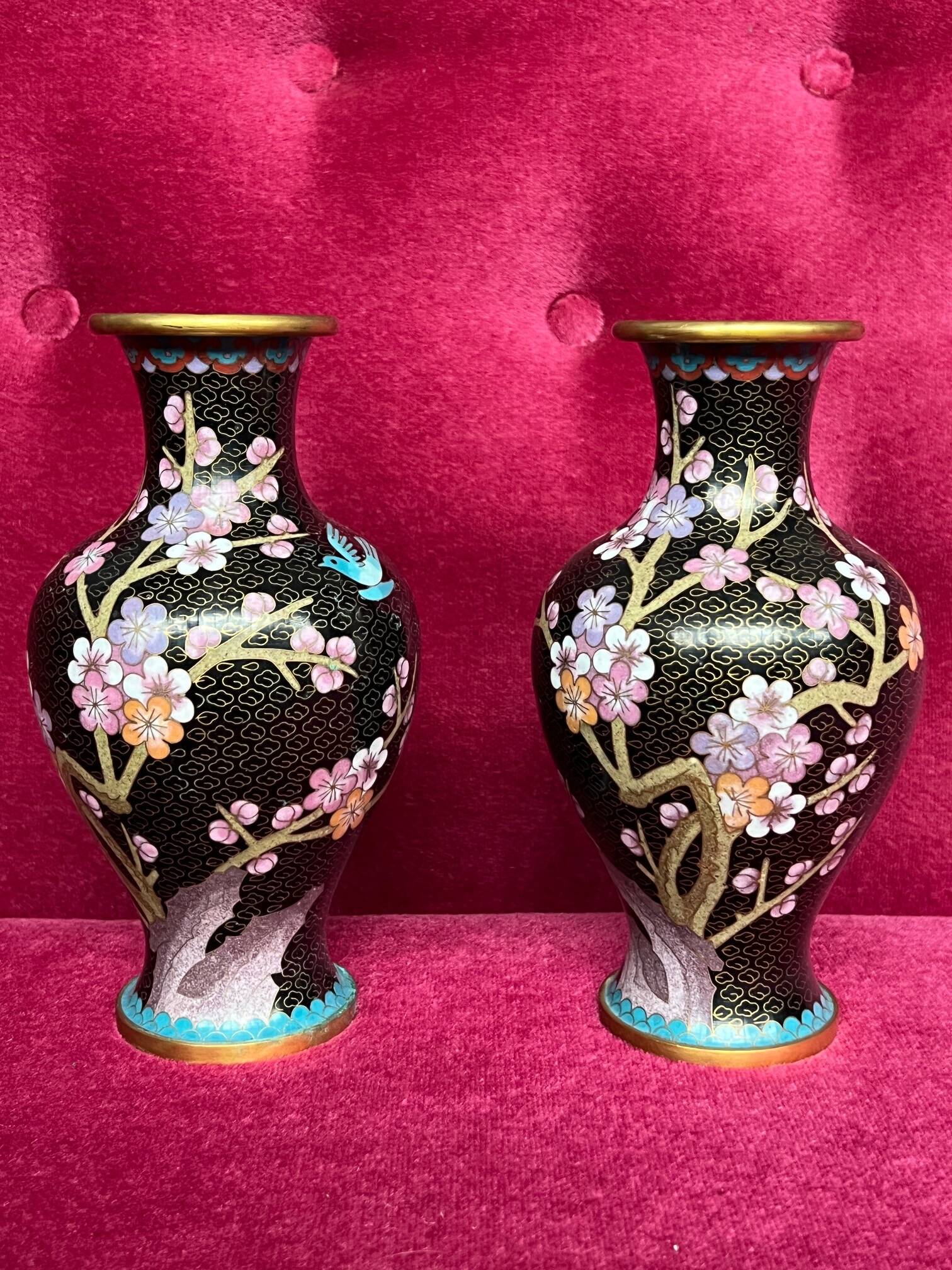 Pair of cloisonné vases.