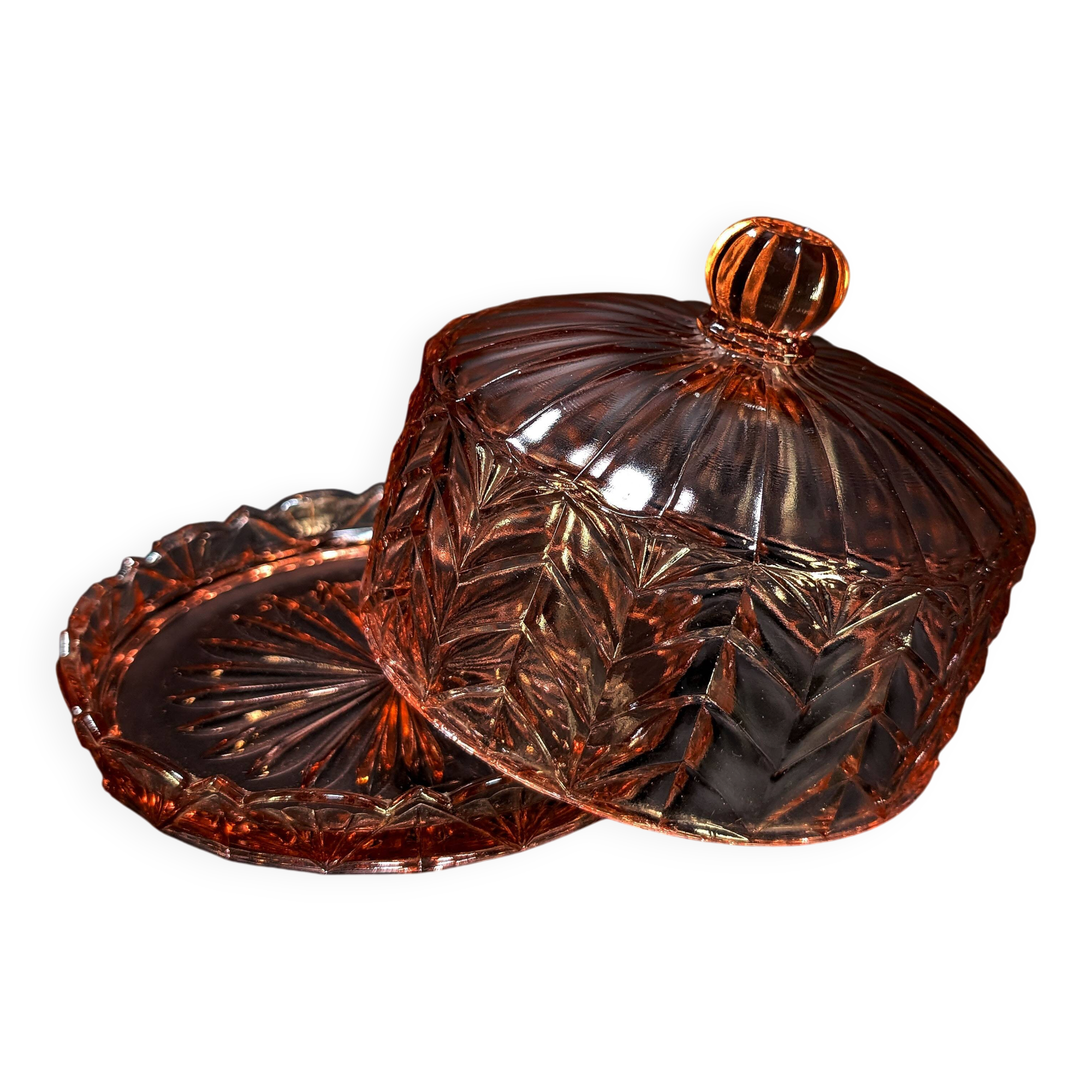 Small Art Deco Cake Dome in Rosaline (Depression Glass) 1930