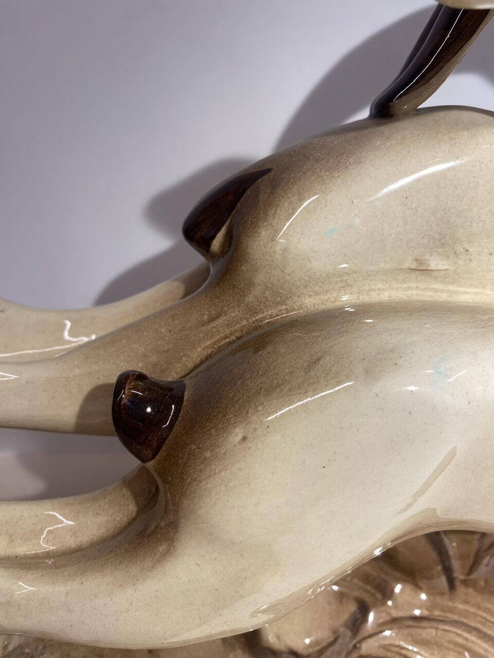 Ceramic deer and doe signed Lemanceau (1905-1980)