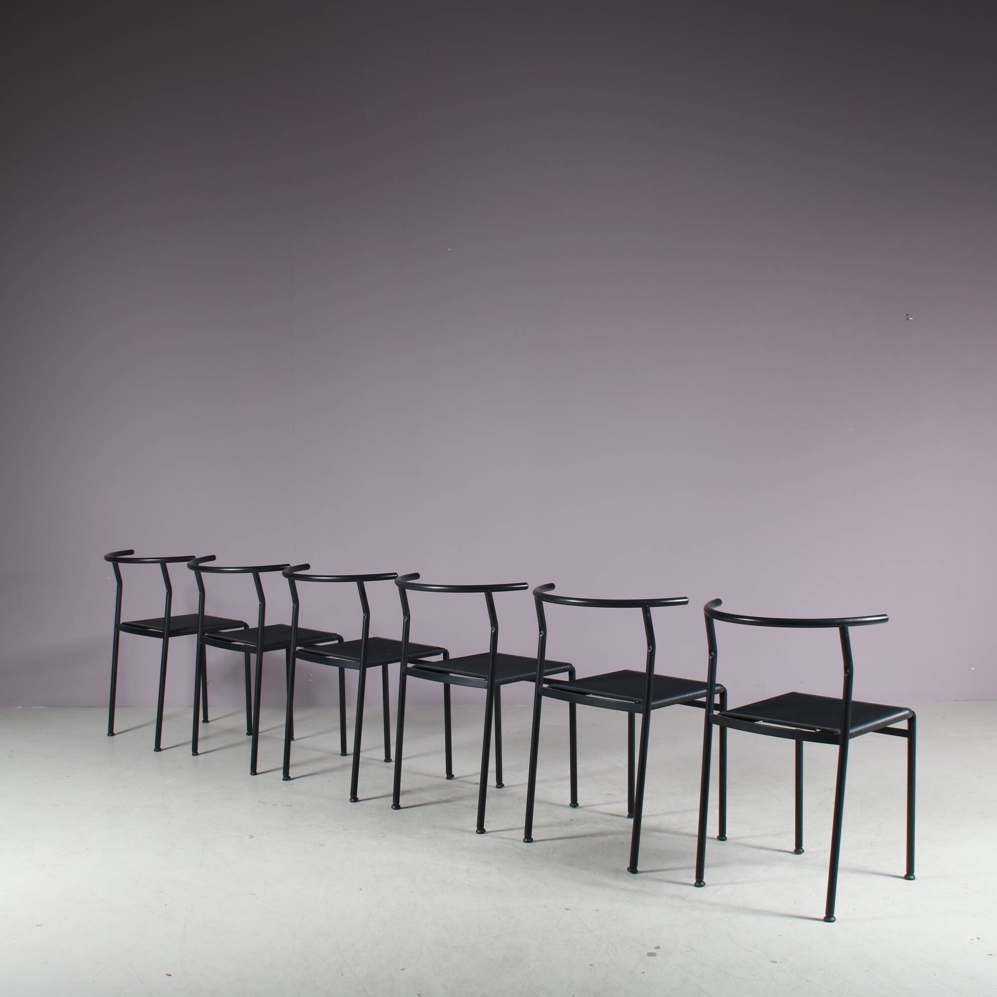 1980s Set of 6 “Café” dining chairs by Philippe Starck for Baleri, Italy