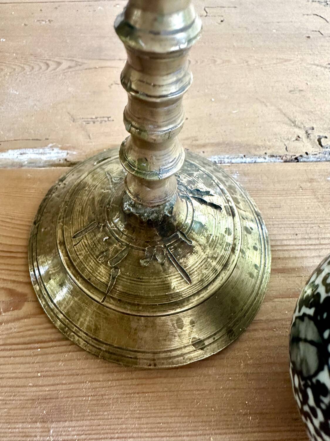 Five-branched brass candlestick