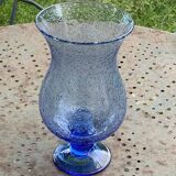 Blue blown glass tealight holder, Biot glassworks, collector's item