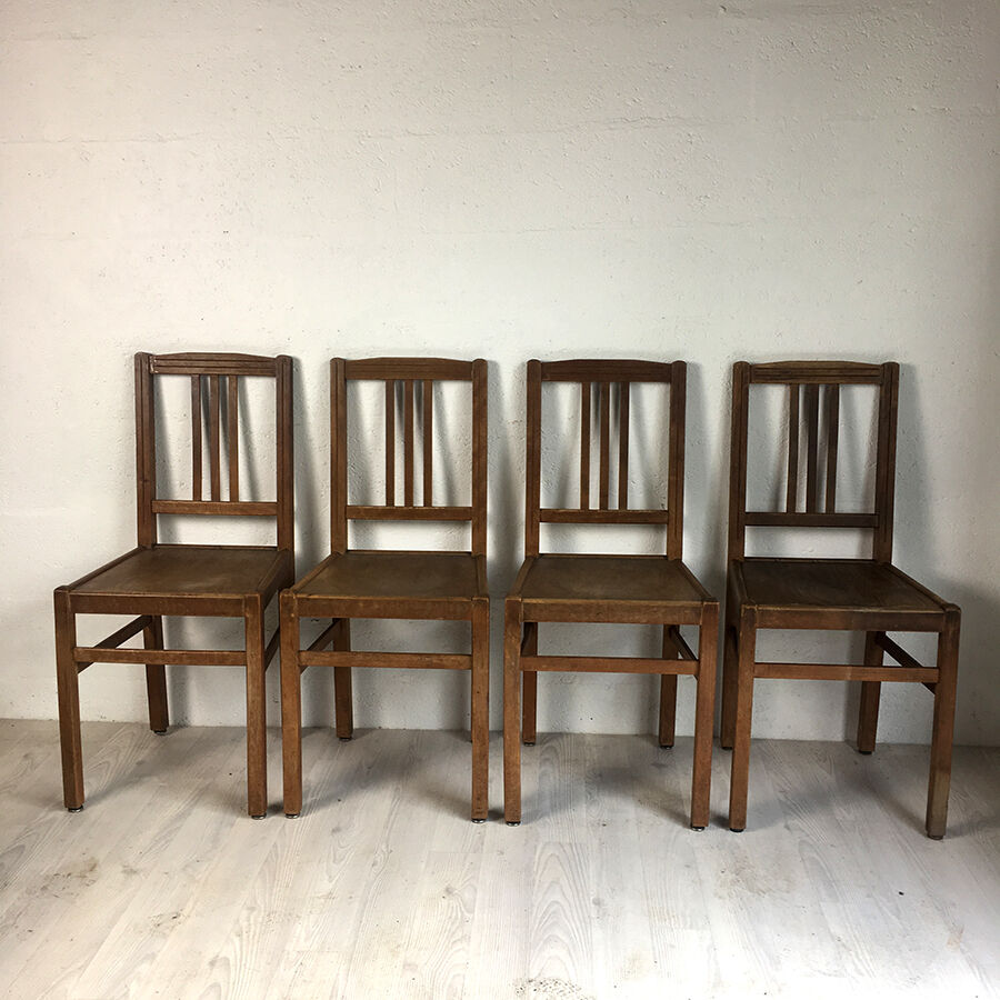 Set of 4 chairs "ELF Indislocables" vintage 50's