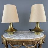 Pair of brass lamps, modernist design, 20th century